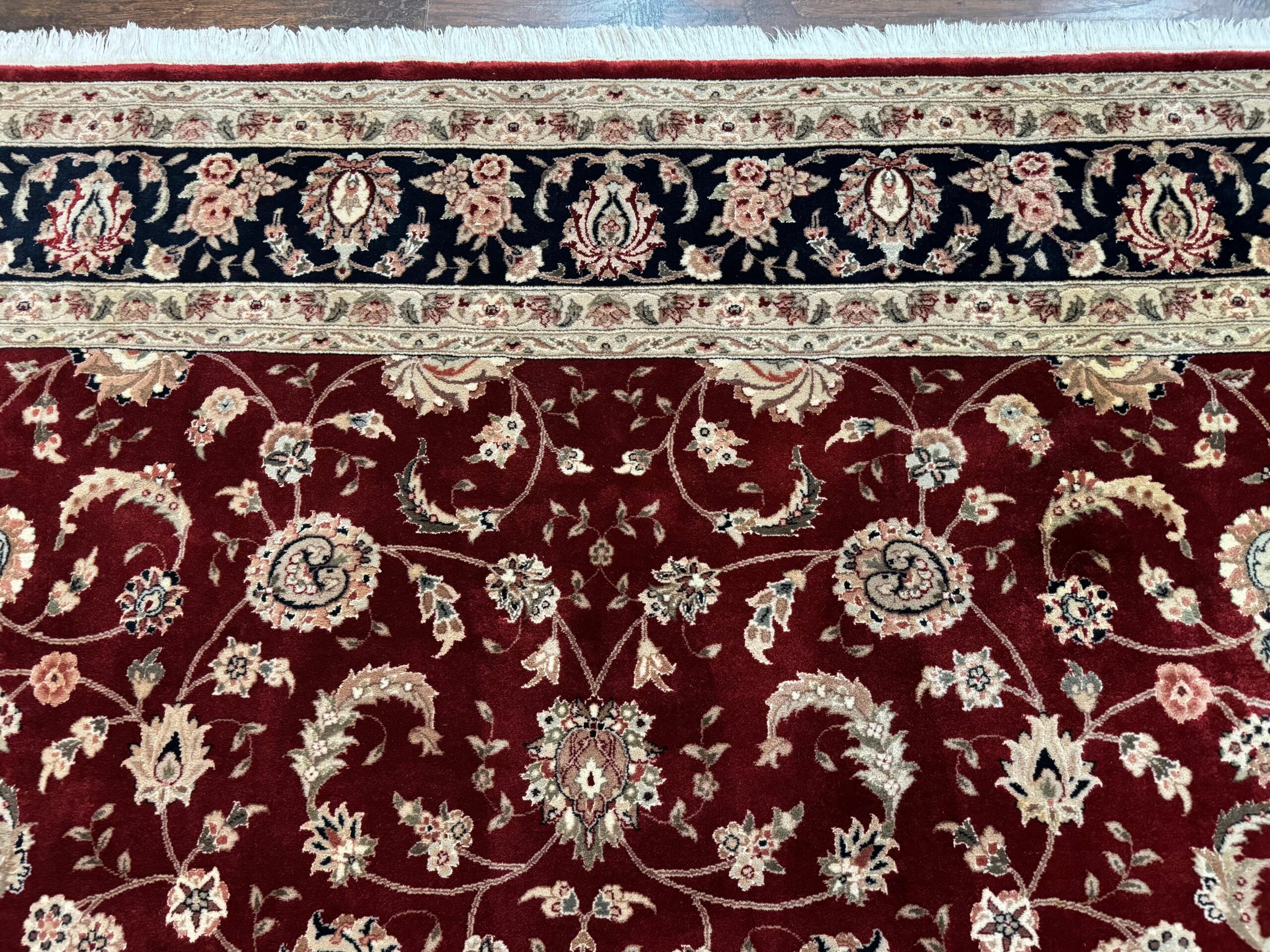 Maroon Persian Area Rug 8x10, Floral Allover, Pak Persian, Wool and Silk Highlights, Traditional Oriental Carpet - Image 3