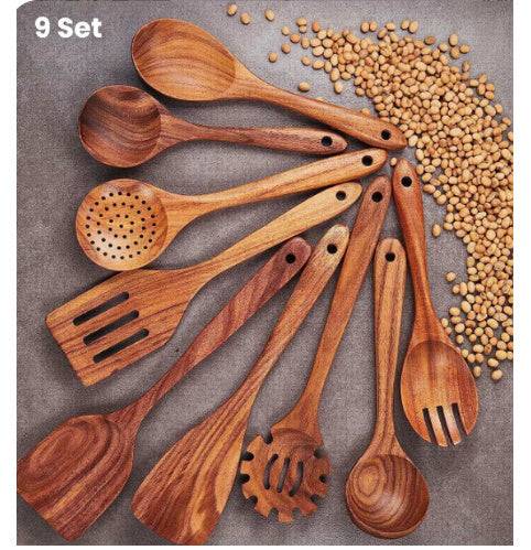 Teak Natural Thai Wood Tableware Spoon Ladle Turner Kitchen Tool Set - Image 21