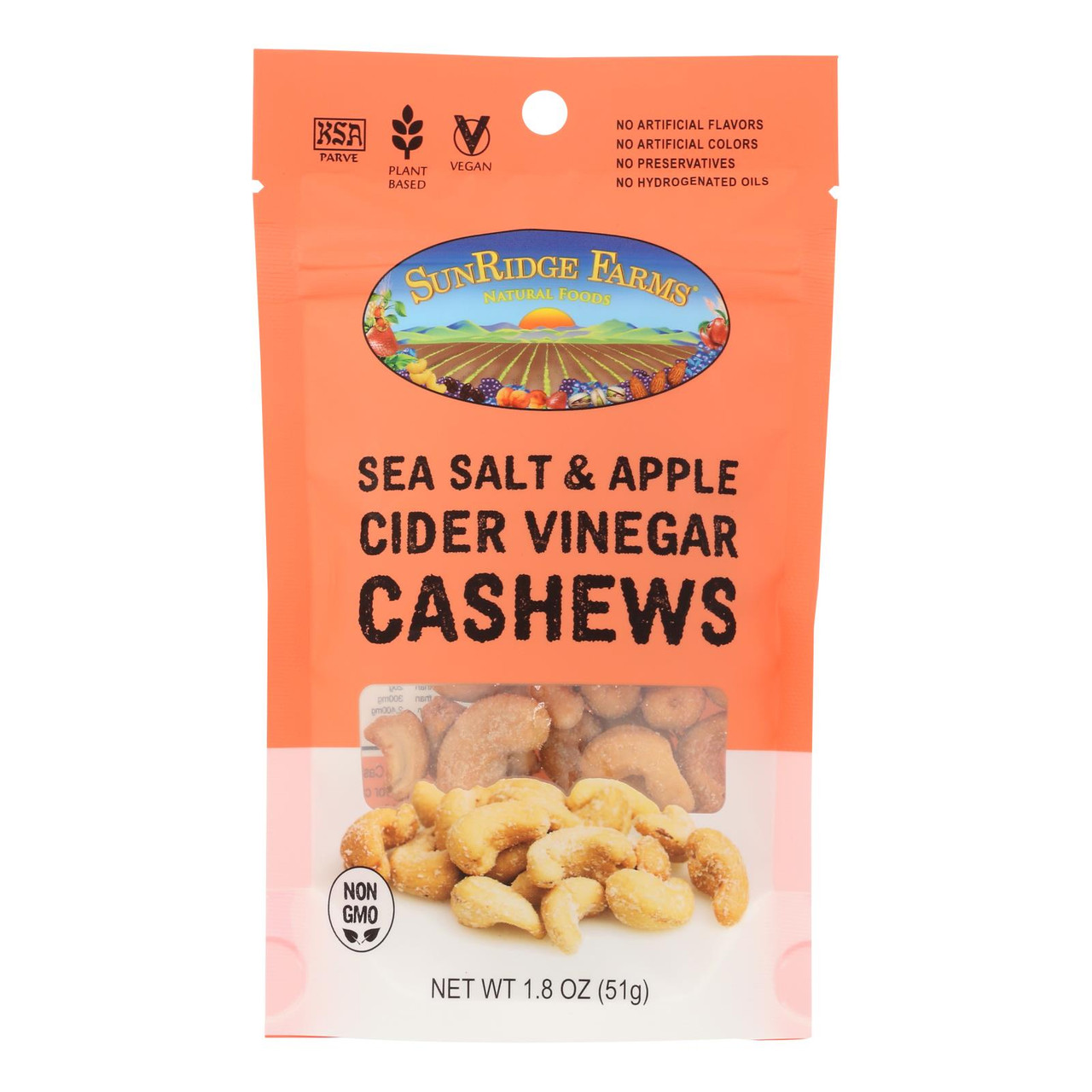 SunRidge Farms Sea Salt & Apple Cider Vinegar Cashews 1.8 oz (Pack of 8)