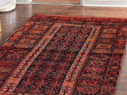 4' x 6'4" Antique Hand Knotted Flat Wool pile Melayaar Traditional Area Rug Navy