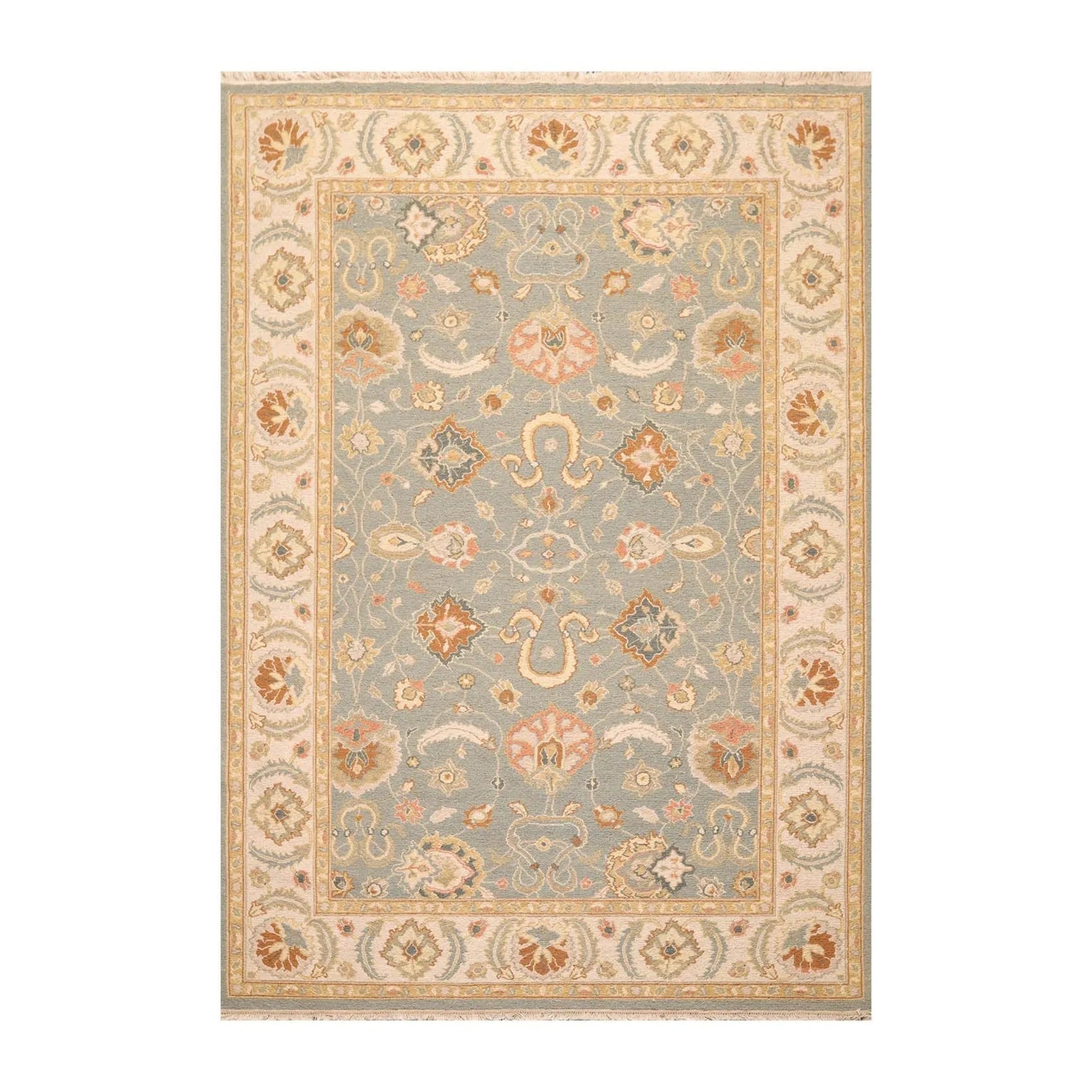 6'1'' x 9' Hand Knotted Wool Oushak Traditional Area Rug Slate