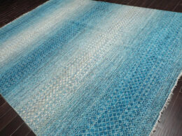 9' x 12' Hand Knotted 100% Wool Contemporary Modern Oriental Area Rug Aqua