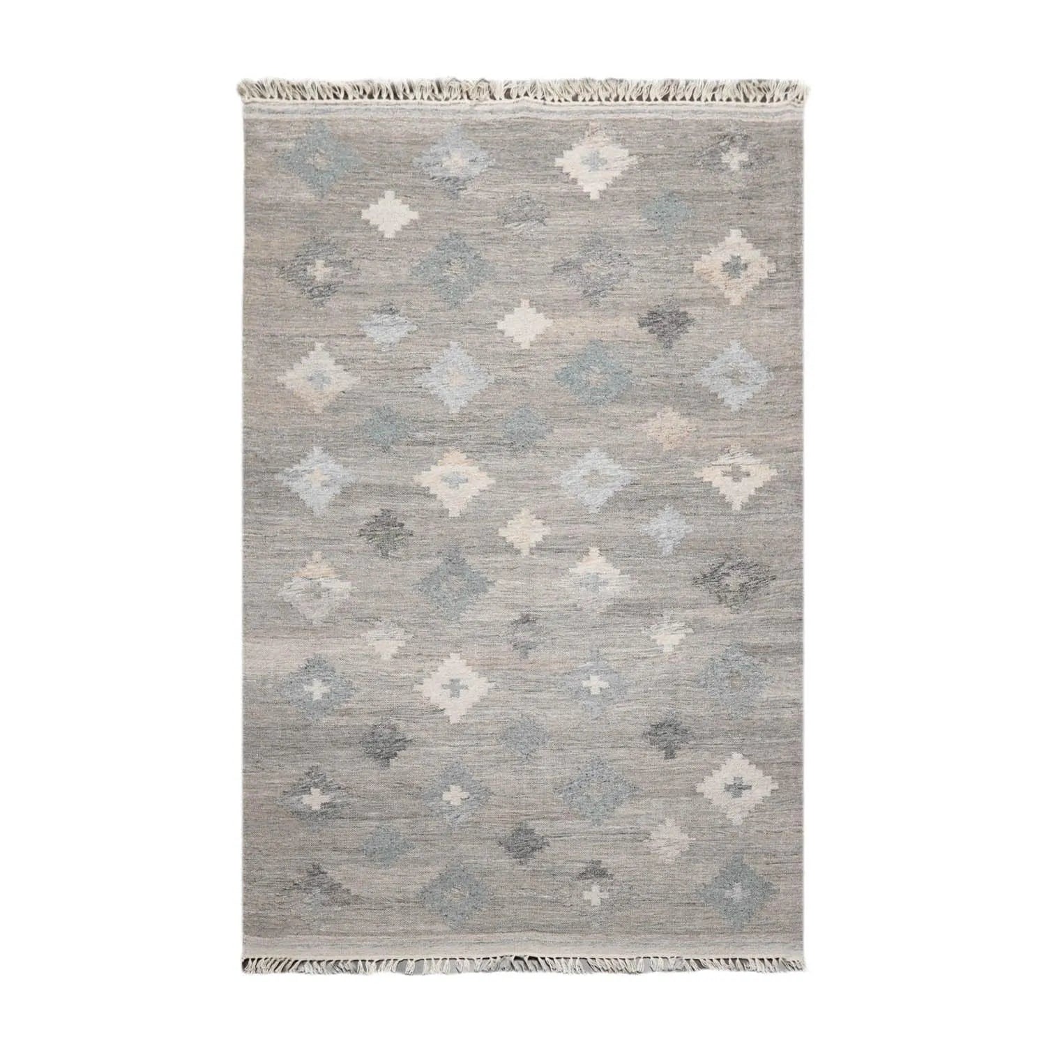 5' x 8' Indoor OutdoorHand Woven 100% Recycled PET Yarn Modern Kilim Area Rug Gray