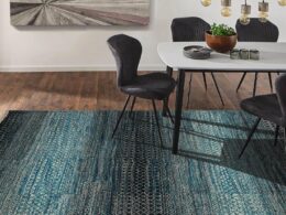 8x10 Hand Knotted Grass 100% Wool Modern & Contemporary Oriental Area Rug Blue, Charcoal Color