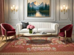 French Aubusson Hand Woven 100% Wool Traditional Scrolls Area Rug Rose 6'x12'