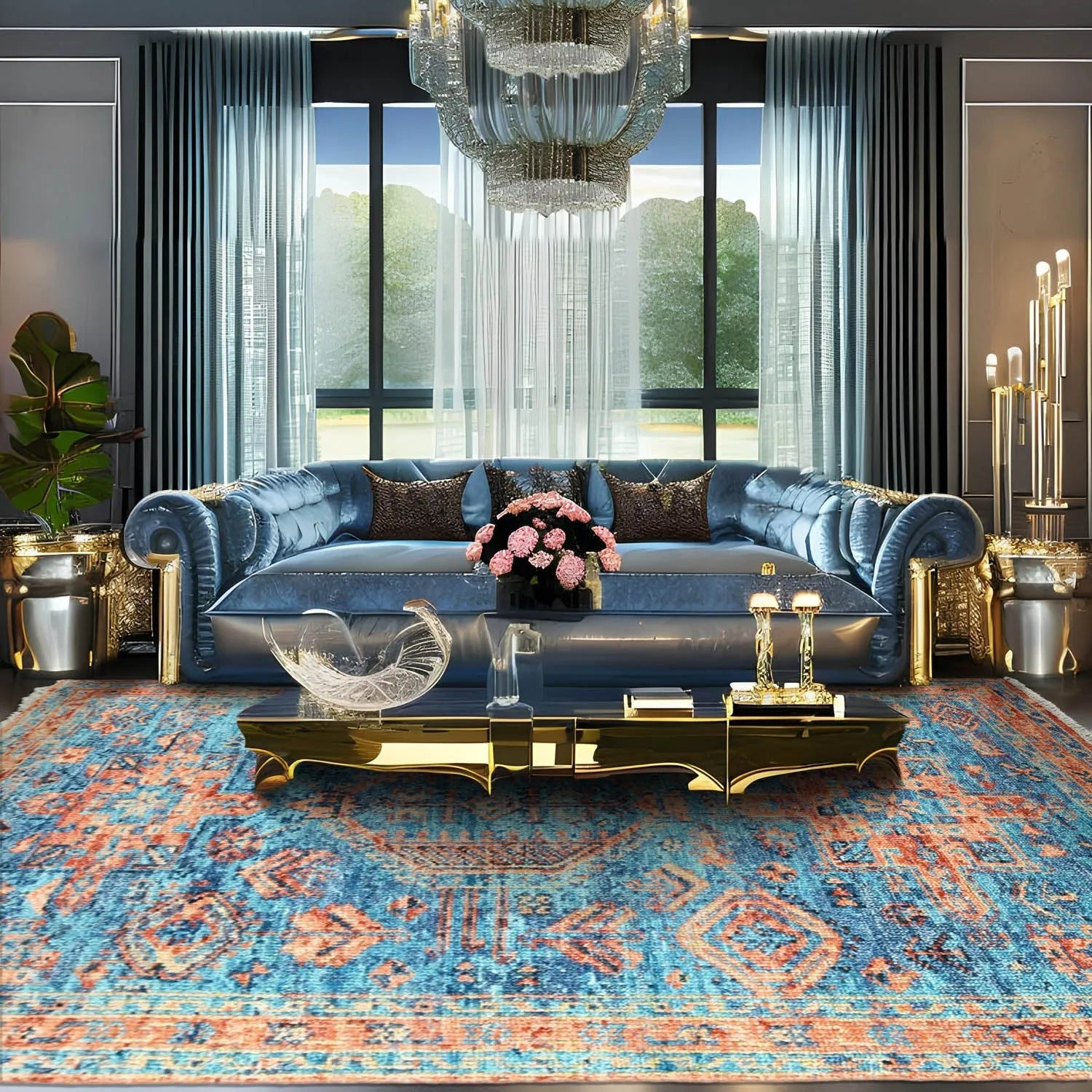 Multi Size Turquoise, Burnt Orange Hand Knotted Arts & Crafts 100% Wool Turkish Oushak Traditional Oriental Area Rug - Image 11