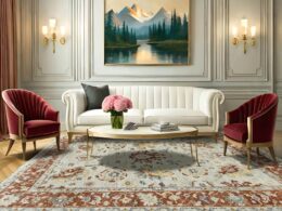 LoomBloom 8x10 Beige Wool Traditional Hand Knotted Turkish Oushak Oriental Rug