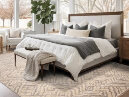 6' x 9' Hand Knotted Geometric Pattern 100% Wool Area rug Beige