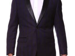 The Astor Purple Plaid Slim Shawl Tuxedo Blazer