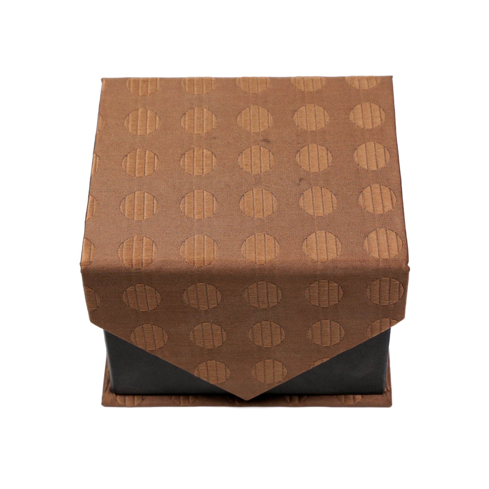 Men's Brown Round Geometric Pattern Design 4-pc Necktie Box Set - Image 2
