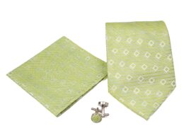 Men's Green-Green Striped Pattern Design 4-pc Necktie Box Set