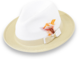 Tapa Crushable Straw Hat Fedora in Two Tone Beige-White