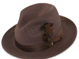 Tapa Crushable Straw Hat Fedora in Brown