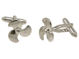 Silvertone Novelty Fan Cufflinks with Jewelry Box