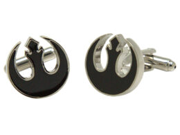 Men’s Silvertone Novelty Black Circular Cufflinks