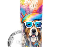 Bearded Collie Hippie Dawg Stainless Steel Skinny Tumbler