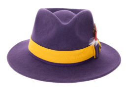 Grayson Fedora Crushable 100 % Australian Wool Traveler Two Tone Purple And Gold Bottom Hat