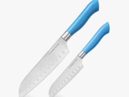 EcoCut 2 Piece Santoku Knife Set With Blade Guards, Blue