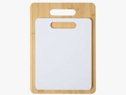 2-Piece Bamboo and Poly Cutting Board Set – Eco-Friendly Bamboo & Durable Poly Chopping Boards, White