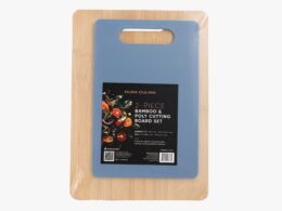2-Piece Bamboo and Poly Cutting Board Set – Eco-Friendly Bamboo & Durable Poly Chopping Boards, Blue