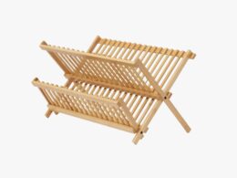Bamboo Dish Drying Rack - 2-Tier Foldable Dish Rack for Kitchen Counter