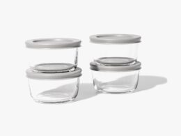 Glass Food Storage Containers - 8 Piece 1 Cup Set (4 Containers + 4 Lids)