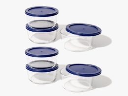 Glass Food Storage Containers - 12 Piece 4 Cup Set (6 Containers + 6 Lids) BPA-Free Lids