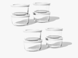 Glass Food Storage Containers - 16 Piece 7oz Set (8 Containers + 8 Lids), White