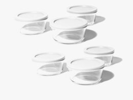 Glass Food Storage Containers - 12 Piece 2 Cup Set (6 Containers + 6 Lids), White