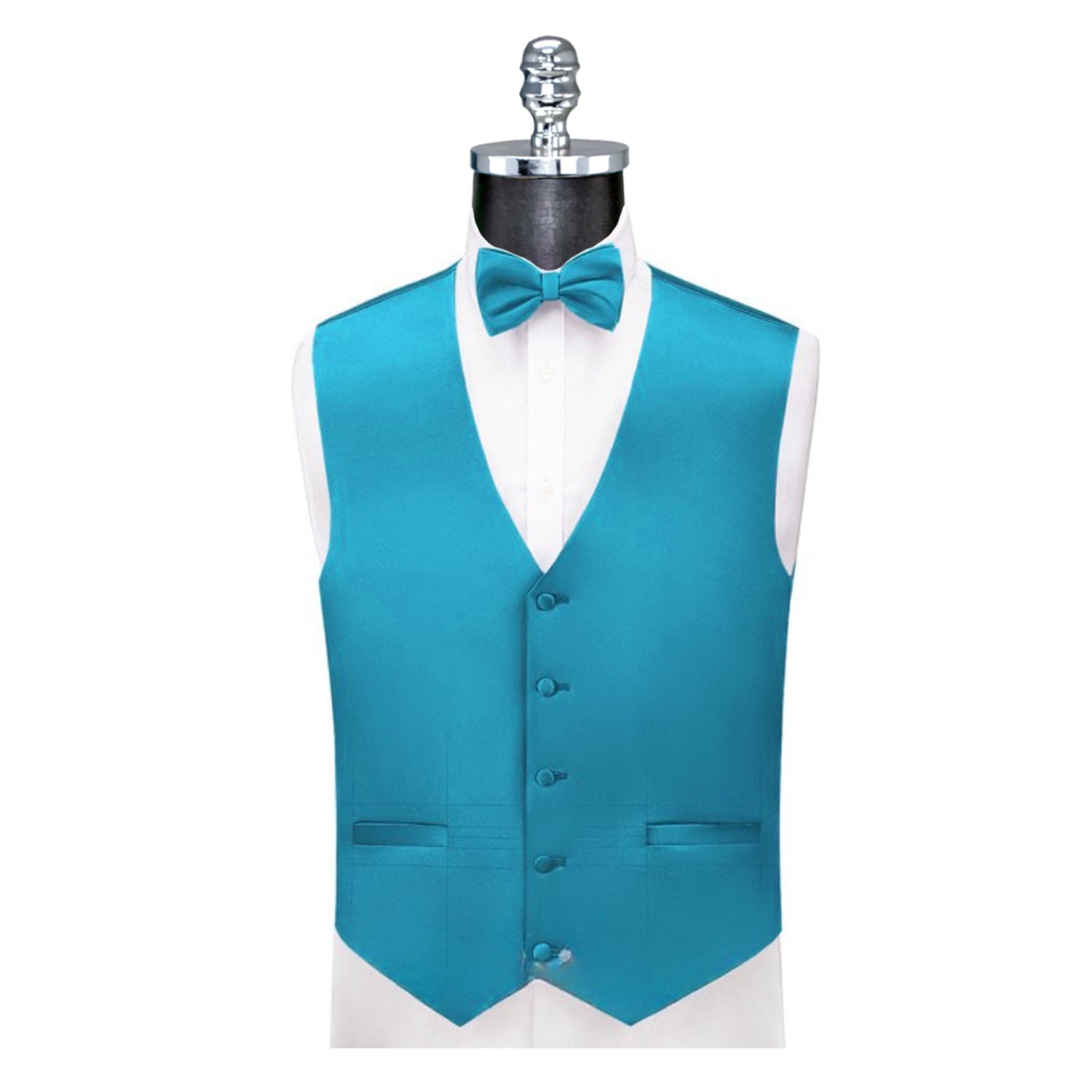 Ferrecci Mens Solid Wedding Prom Grad Choir Band 4pc Vest Set - Image 57