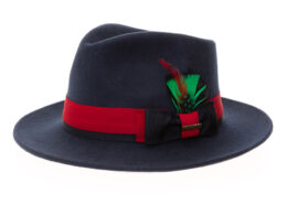 Grayson Fedora Crushable 100 % Australian Wool Traveler Two Tone Navy And Red Bottom Hat