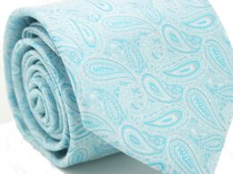 Mens Dads Classic Turquoise Paisley Pattern Business Casual Necktie & Hanky Set EF-1