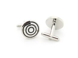 Silvertone Round Cuff Links With Jewelry Box
