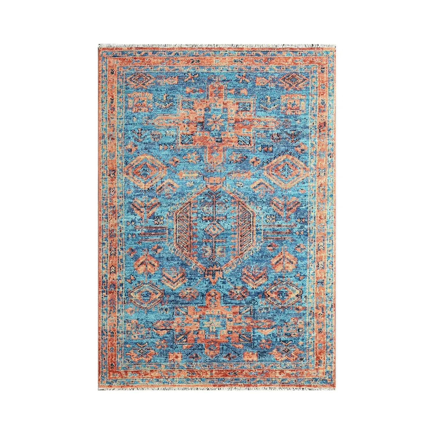 Multi Size Turquoise, Burnt Orange Hand Knotted Arts & Crafts 100% Wool Turkish Oushak Traditional Oriental Area Rug - Image 2