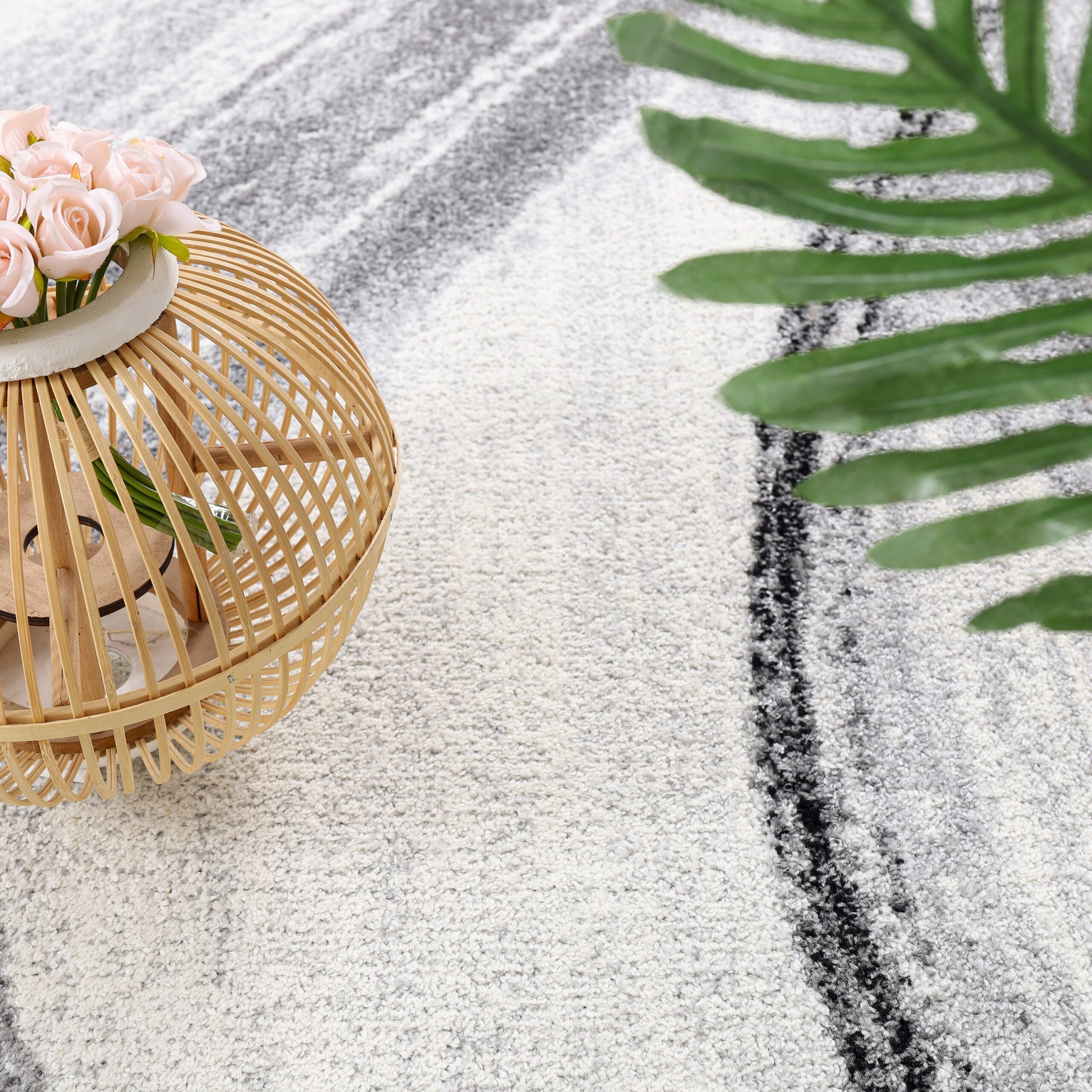 Modern Area Rug Fiesta with Artistic Waves in Grey Tones - Image 2