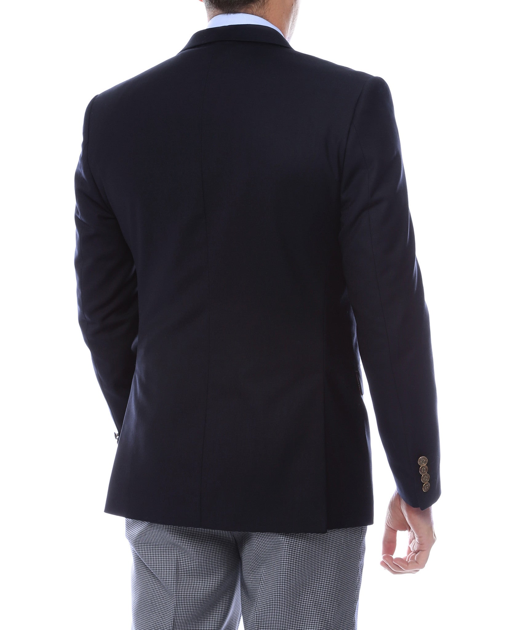 Finn Gold Button Slim Fit Navy Blazer - Image 2