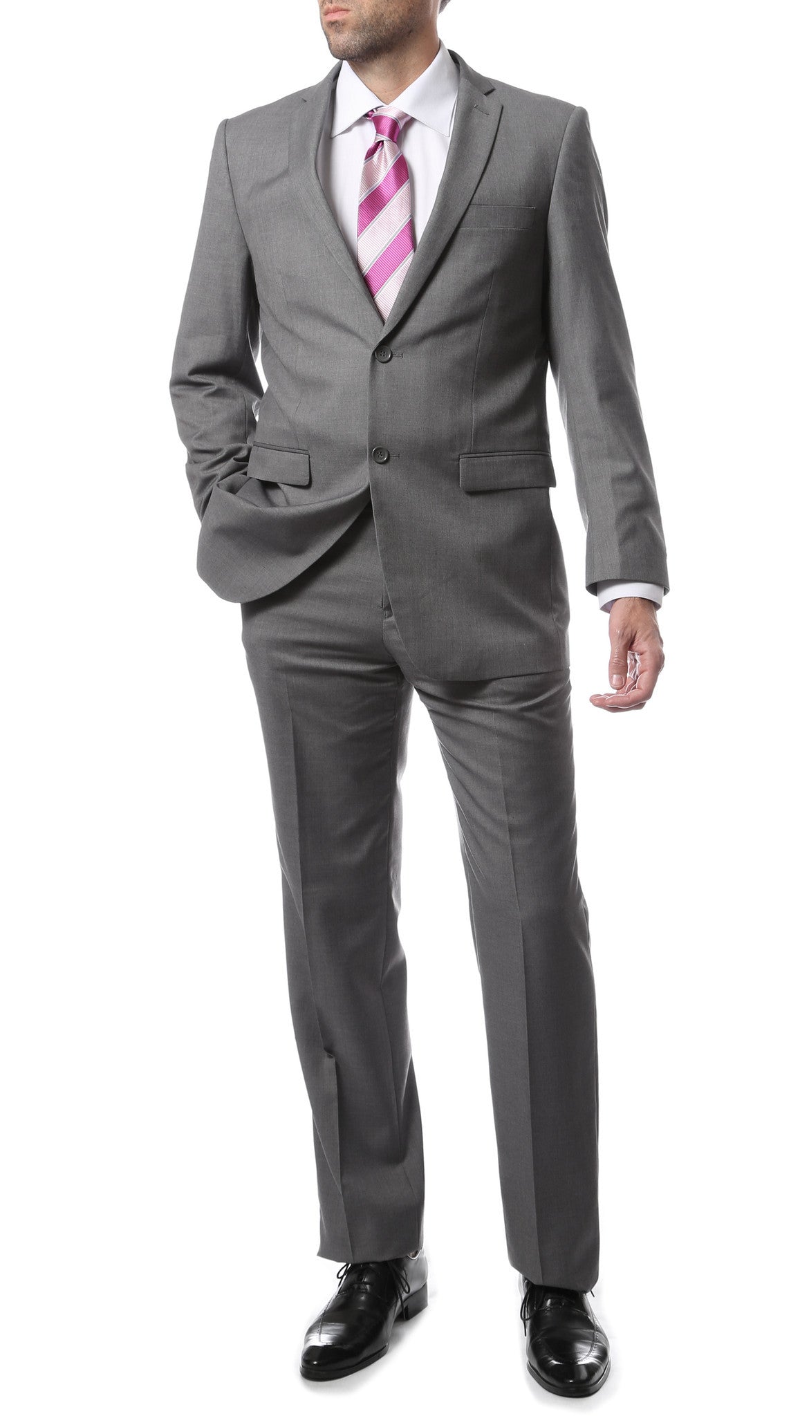 Premium FNL22R Mens 2 Button Regular Fit Grey Suit - Image 2