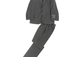 Boys Premium Grey Green Striped 2pc Suit