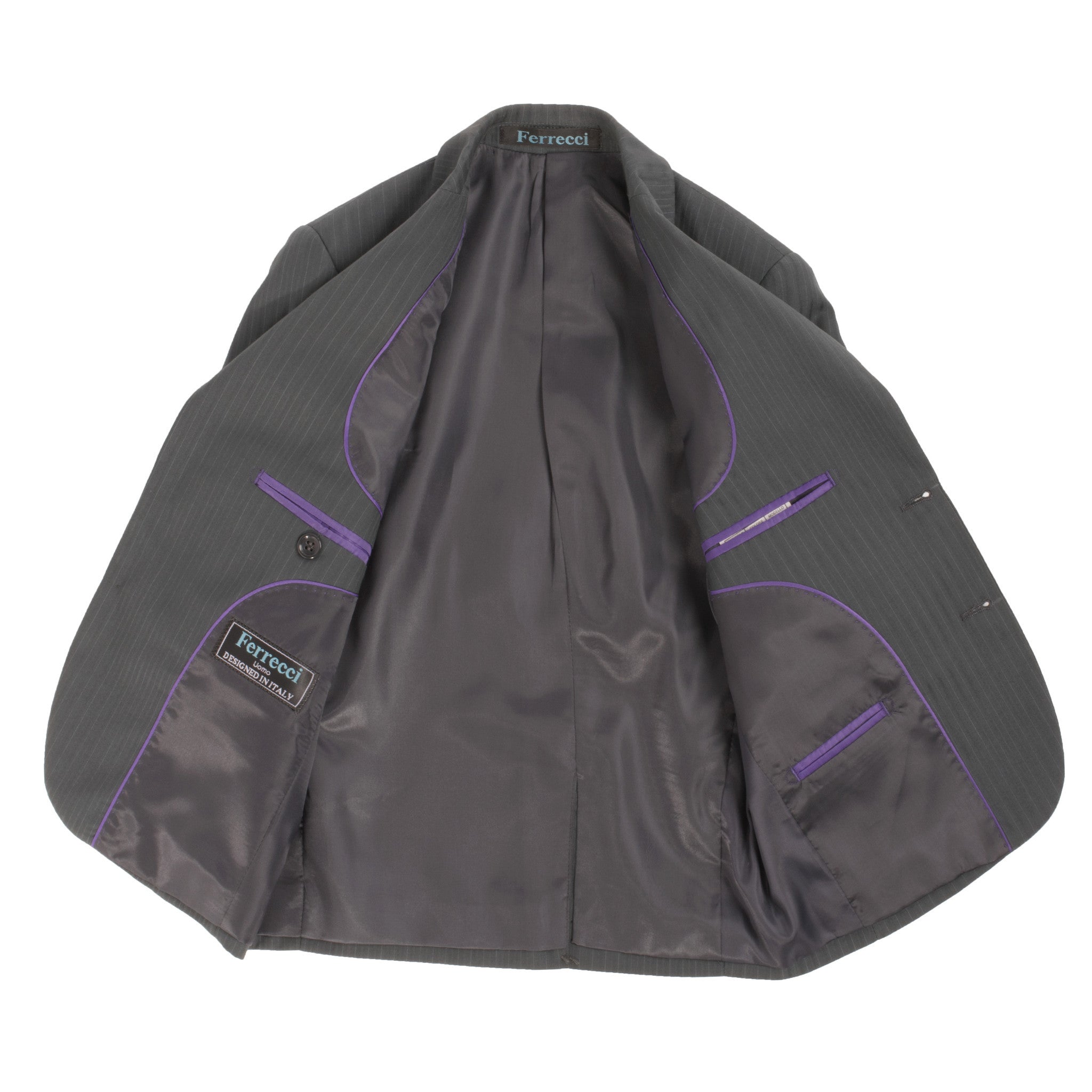 Boys Premium Grey Green Striped 2pc Suit - Image 4