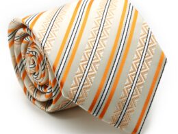 Mens Dads Classic Yellow Striped Pattern Business Casual Necktie & Hanky Set H-9