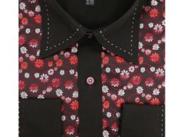 Ferrecci Men's Satine Hi-1001 Red & Black Flower Button Down Dress Shirt