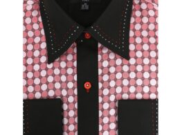 Ferrecci Men's Satine Hi-1028 Red & Black Circular Pattern Button Down Dress Shirt