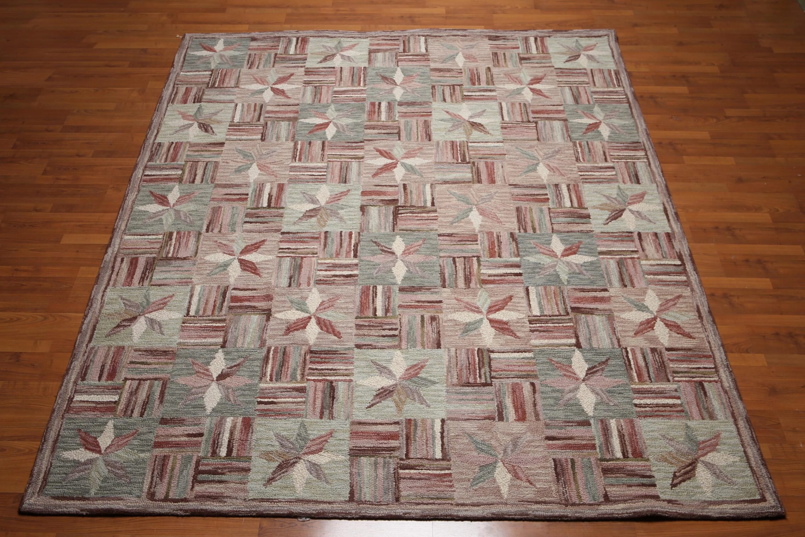 8'x10' Beige, Rust, Gray, Rose, Multi Color Hand Tufted Oriental Wool Rug - Image 3