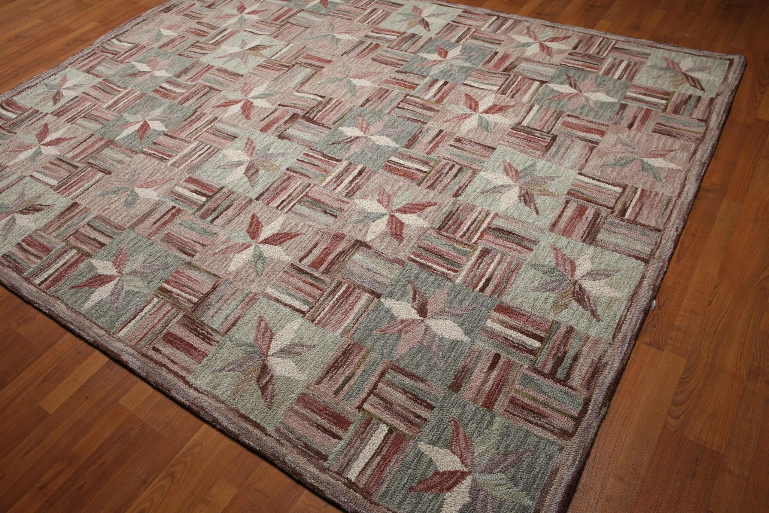 8'x10' Beige, Rust, Gray, Rose, Multi Color Hand Tufted Oriental Wool Rug - Image 4