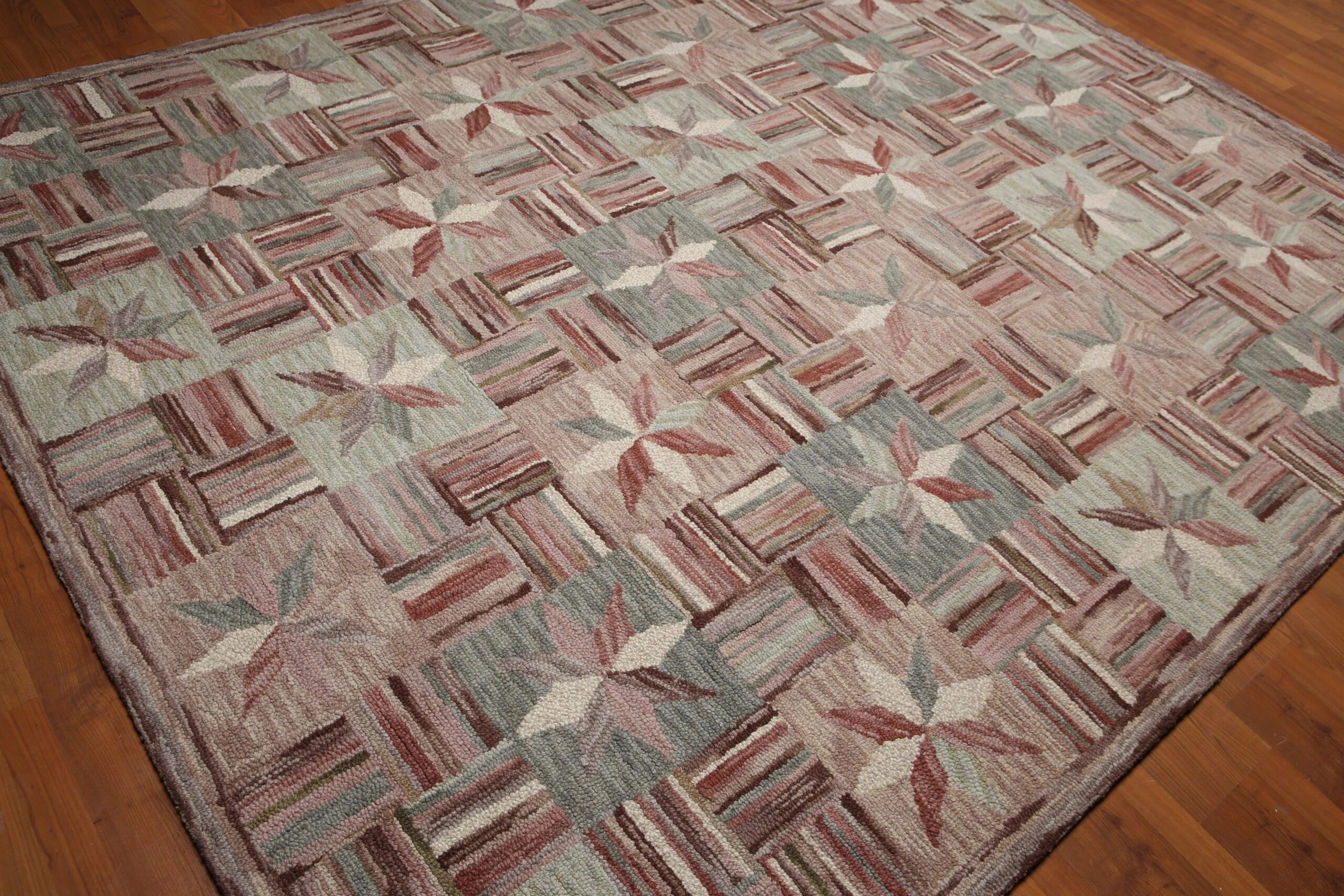 8'x10' Beige, Rust, Gray, Rose, Multi Color Hand Tufted Oriental Wool Rug - Image 5