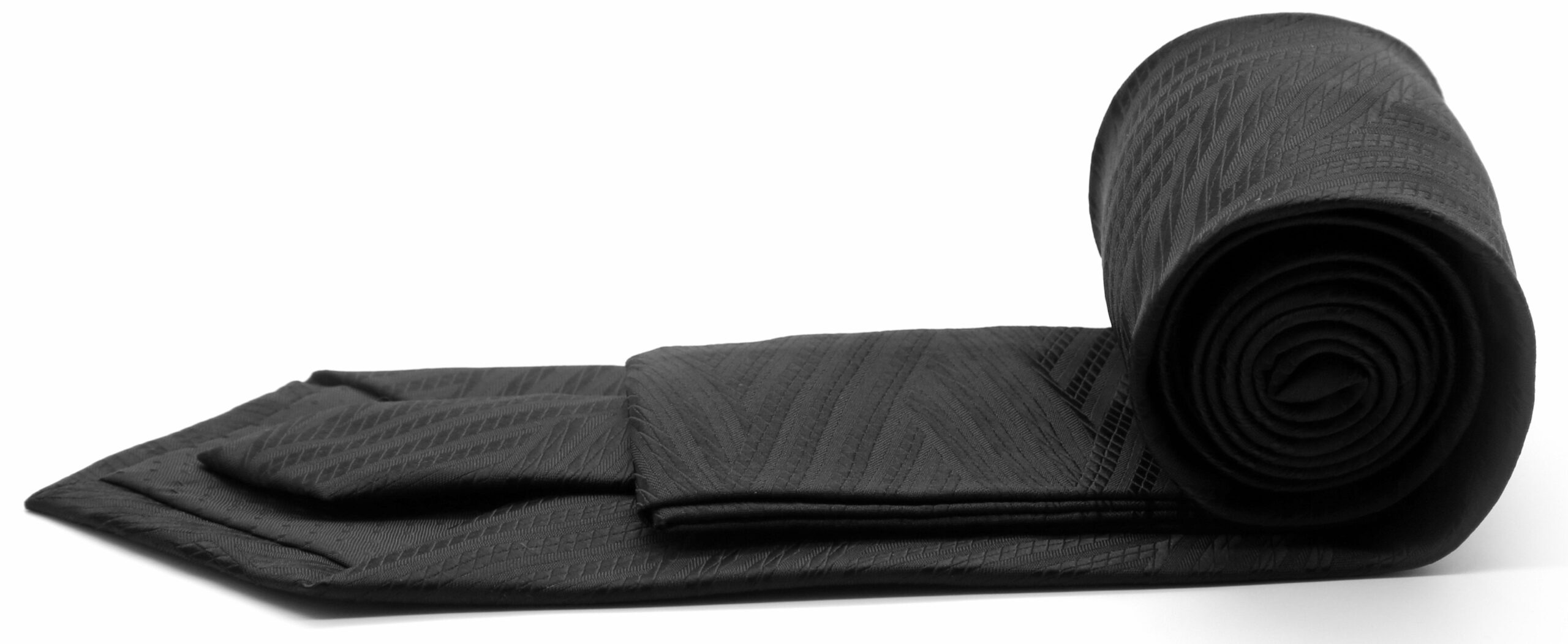 Mens Dads Classic Black Geometric Pattern Business Casual Necktie & Hanky Set IO-3 - Image 2