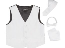 Premium Boys Off White Diamond Vest 300 Set