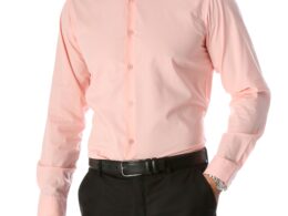 Leo Mens Pink Slim Fit Cotton Dress Shirt