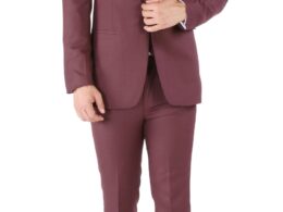 Luna 3pc Slim Fit Bugundy Peak Lapel Tuxedo
