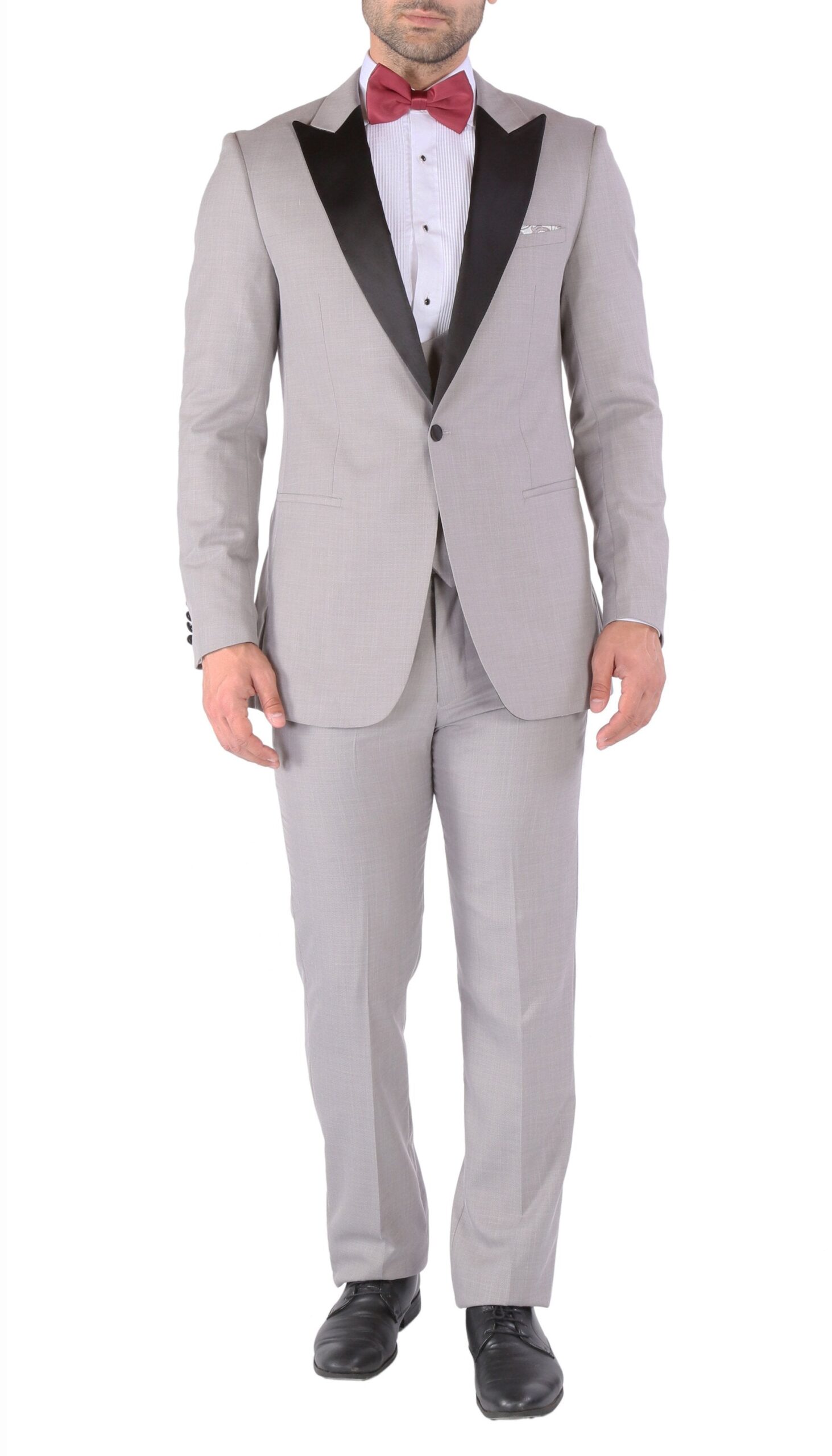Luna 3pc Slim Fit Grey Peak Lapel Tuxedo - Image 13